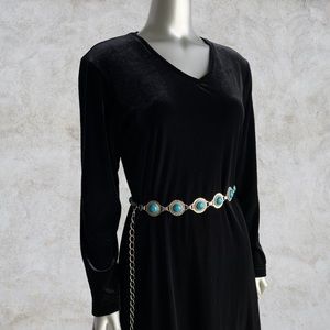 Vintage 90s Black Velvet Long Sleeve Maxi Dress